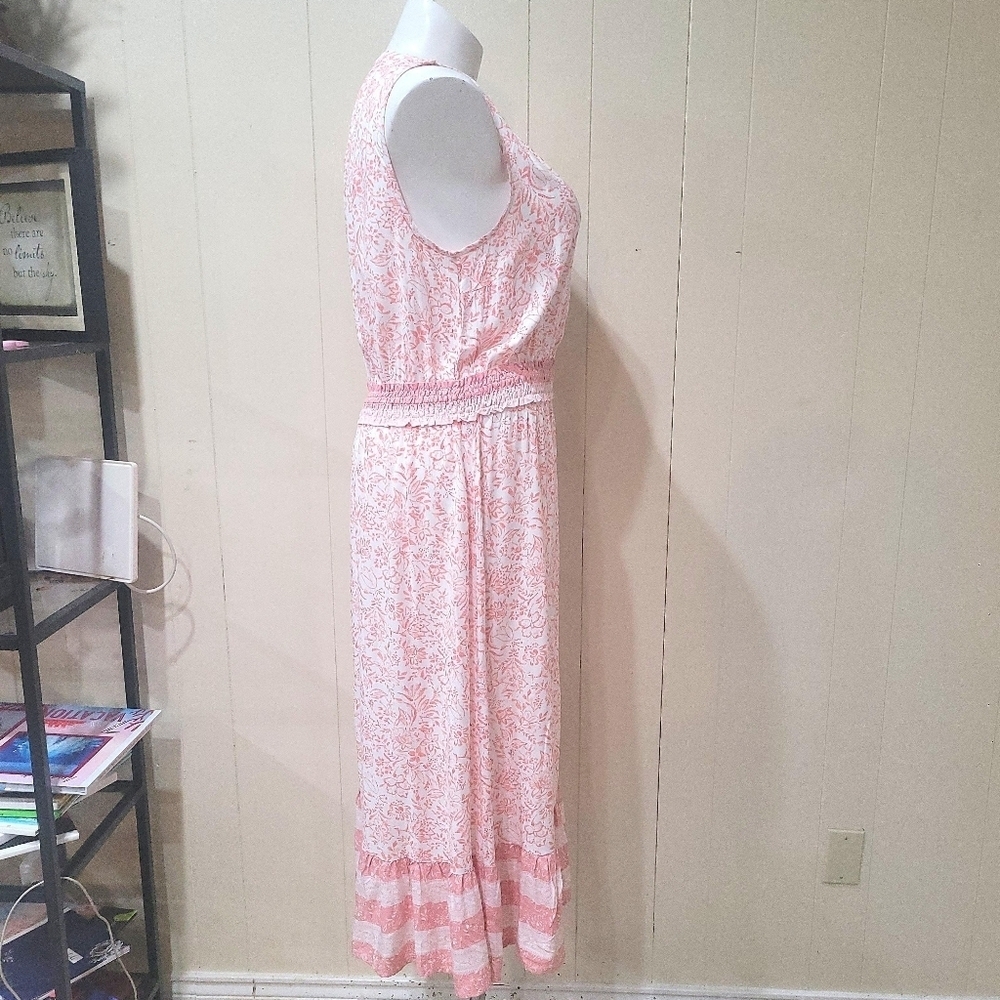 C&C California Soft Floral Midi Sundress – Pink & White Lightweight Summer Dress - Picture 7 of 10